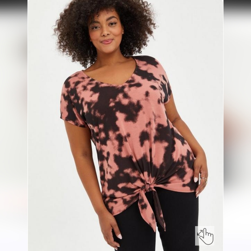 Torrid Cupro Tie Dye Tie-Front Dolman TeeImage Cupro Dolman Tee Top sz 2
